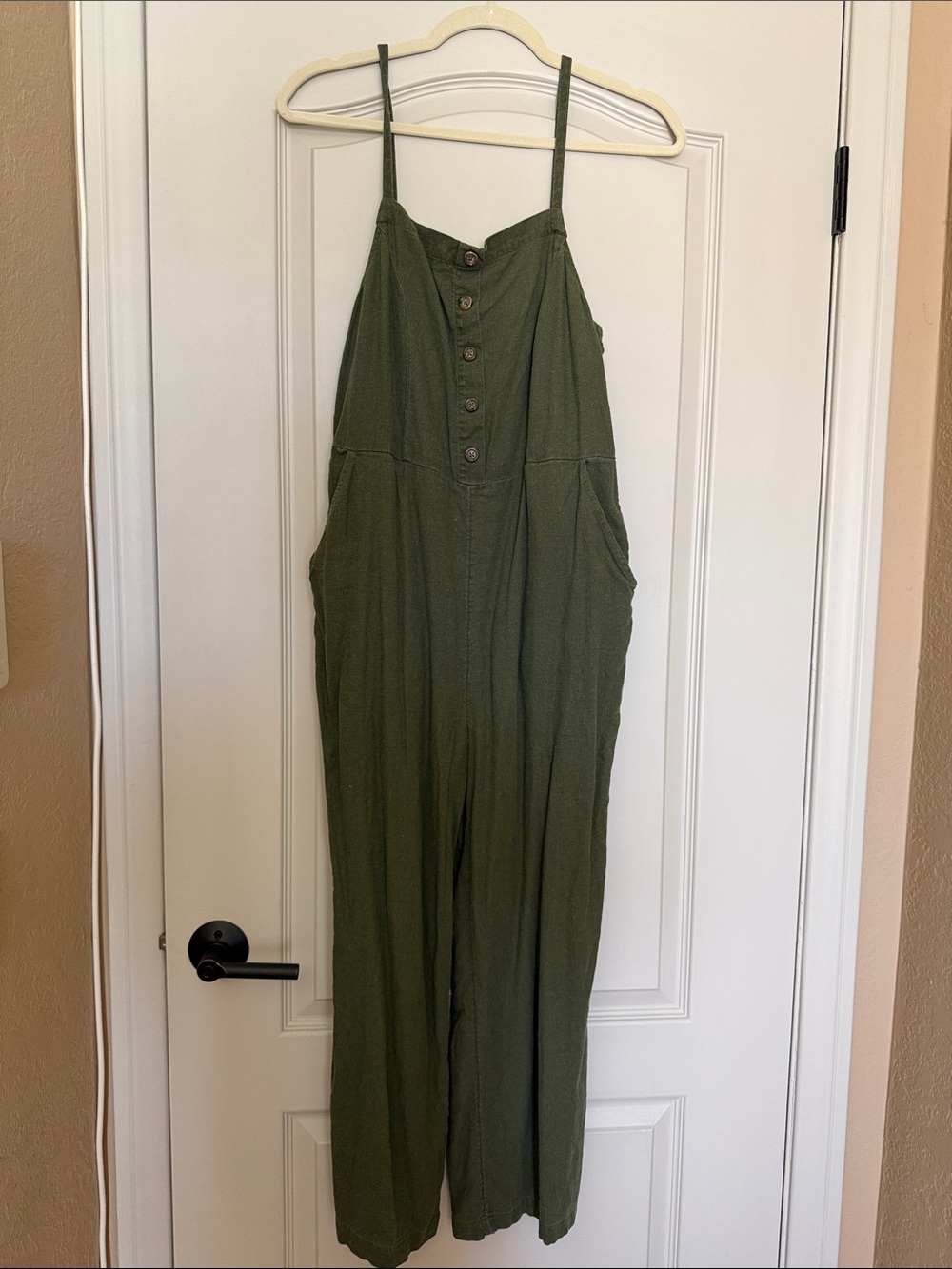 Old Navy Olive Green Spaghetti-Strap Wide-Leg Jumpsuit